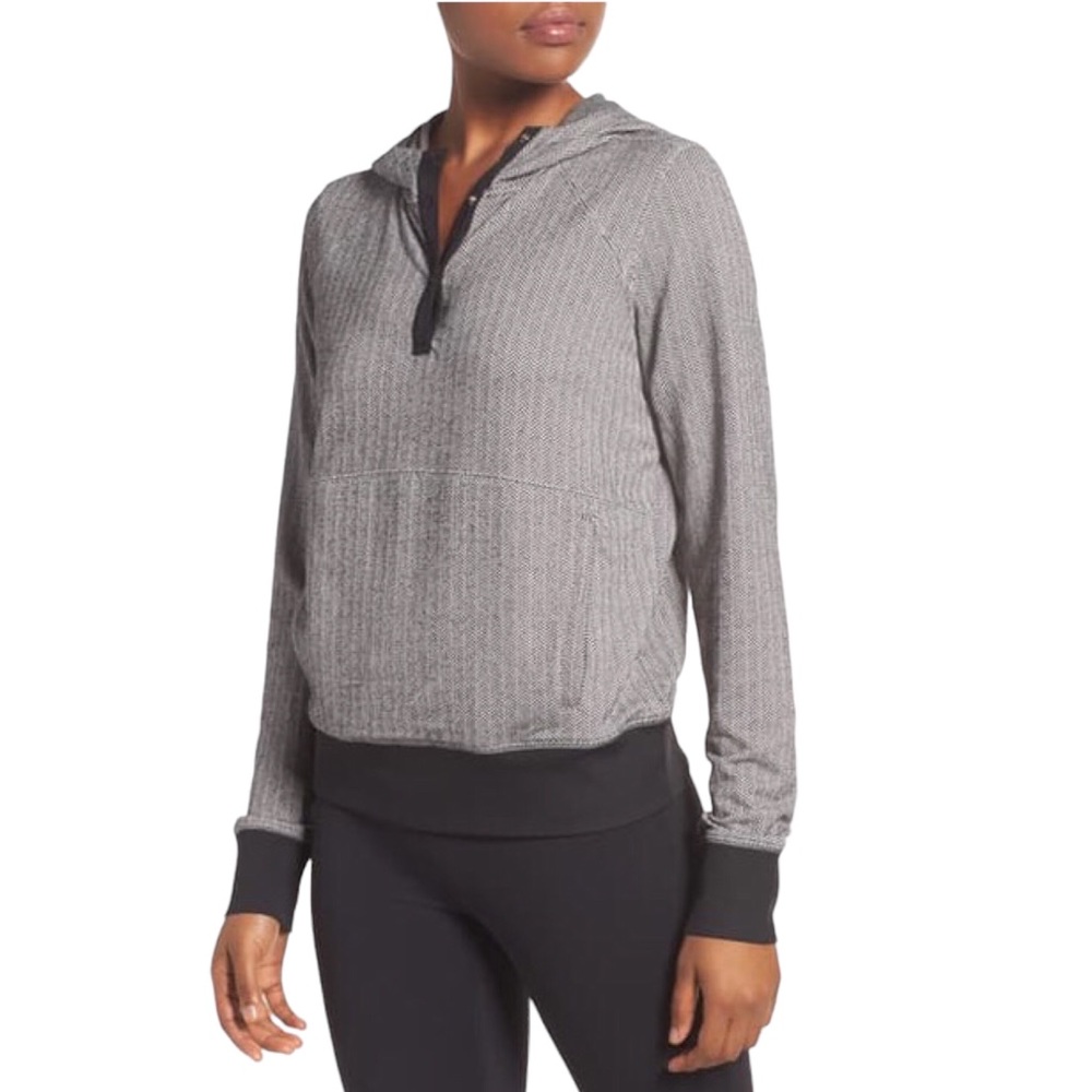 Zella Herringbone Hoodie Sweatshirt Size Medium
